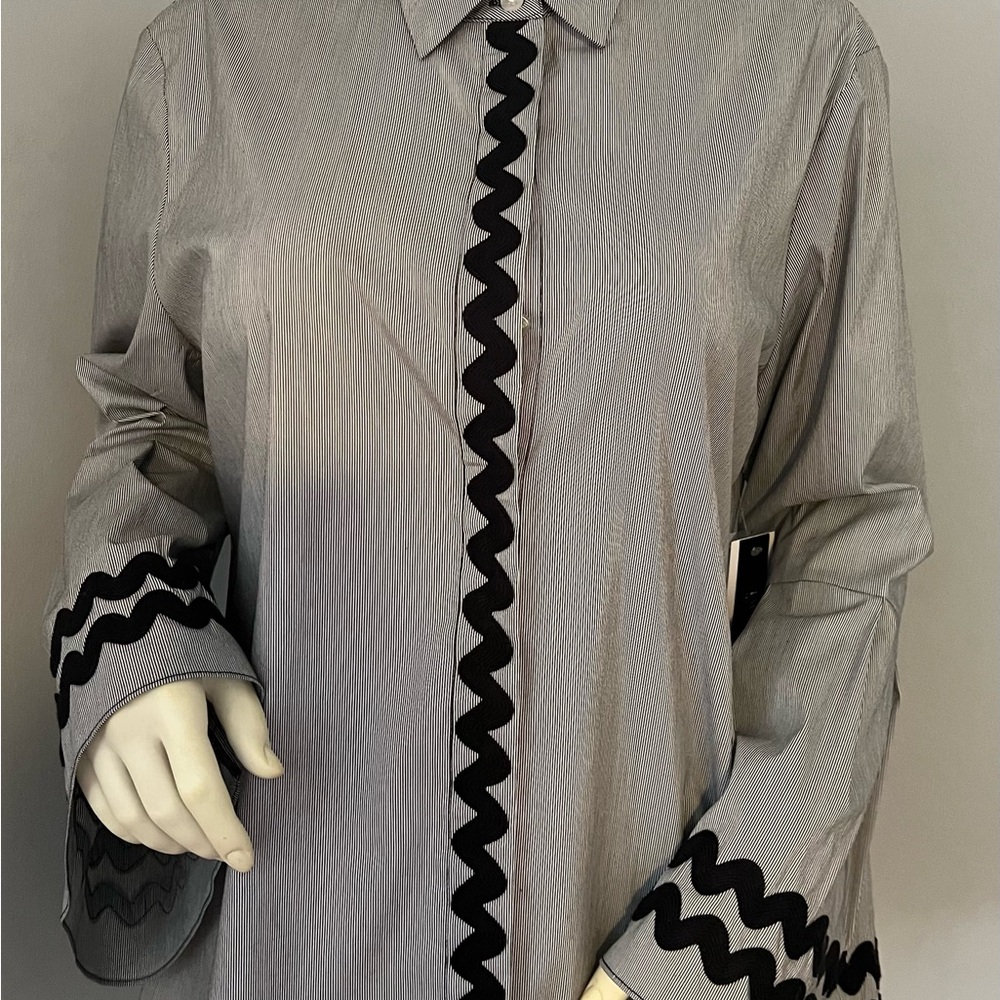 INC International Concepts Gray Blouse with Black Accents